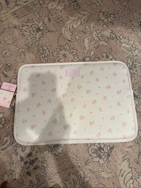 LoveShackFancy Floral Tech Sleeve in White and Pink